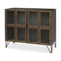 Antiqued Brass and Brown Metal and Solid Wood Accent Cabinet with Two Doors