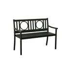 Black Metal Geometric Back Garden Patio Bench - 45-inch
