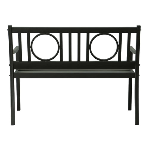 Black Metal Geometric Back Garden Patio Bench - 45-inch