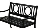 Black Metal Geometric Back Garden Patio Bench - 45-inch