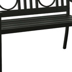 Black Metal Geometric Back Garden Patio Bench - 45-inch