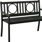 Black Metal Geometric Back Garden Patio Bench - 45-inch