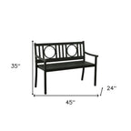 Black Metal Geometric Back Garden Patio Bench - 45-inch