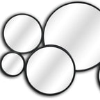 Set of Eight Black Metal Round Cojoined Accent Mirrors