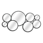 Set of Eight Black Metal Round Cojoined Accent Mirrors