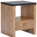 Black Wood Free Form Pedestal End Table with Drawer and Shelf - 20-inch