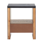 Black Wood Free Form Pedestal End Table with Drawer and Shelf - 20-inch