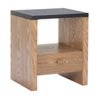 Black Wood Free Form Pedestal End Table with Drawer and Shelf - 20-inch