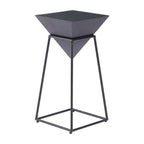 Black Wood and Steel Free Form Pedestal End Table - 25-inch