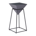 Black Wood and Steel Free Form Pedestal End Table - 25-inch