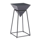Black Wood and Steel Free Form Pedestal End Table - 25-inch