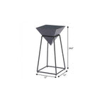 Black Wood and Steel Free Form Pedestal End Table - 25-inch