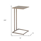 Bronze Mirrored Glass and Steel Free Form Pedestal End Table - 25-inch