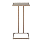 Bronze Mirrored Glass and Steel Free Form Pedestal End Table - 25-inch