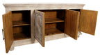 Antiqued White Distressed Solid Wood Carved Floral Sideboard with Four Doors