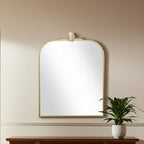 Gold Metal Art Deco Arch Accent Mirror - 31-inch
