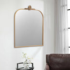 Gold Metal Art Deco Arch Accent Mirror - 31-inch