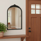 Black Metal Arch Accent Mirror - 16-inch