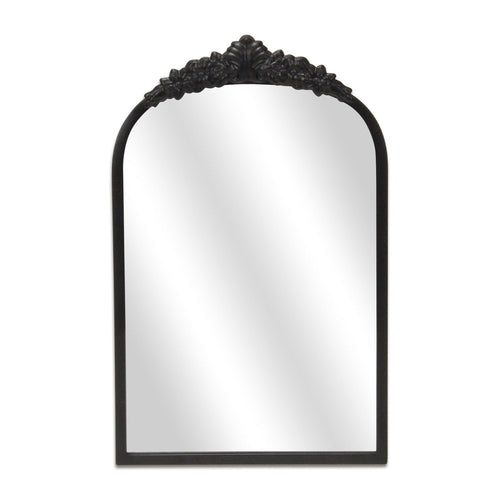 Black Metal Arch Accent Mirror - 16-inch