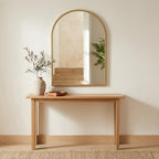Gold Metal Beaded Arch Accent Mirror - 34-inch