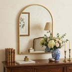 Gold Metal Beaded Arch Accent Mirror - 34-inch