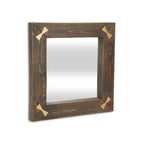 Brown Wood with Gold Bows Square Accent Mirror - 22-inch