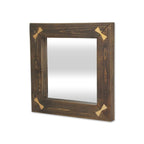 Brown Wood with Gold Bows Square Accent Mirror - 22-inch