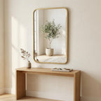 Gold Metal Beaded Accent Mirror - 32-inch
