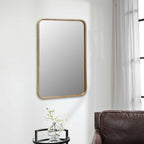 Gold Metal Beaded Accent Mirror - 32-inch