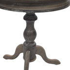 Natural Solid Wood Round Pedestal End Table - 25-inch