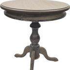 Natural Solid Wood Round Pedestal End Table - 25-inch