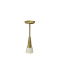 Gold and White Metal Round Pedestal End Table - 24-inch