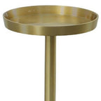 Gold and White Metal Round Pedestal End Table - 24-inch