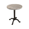 Natural and Black Solid Wood and Metal Height Adjustable Round Pedestal End Table