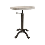 Natural and Black Solid Wood and Metal Height Adjustable Round Pedestal End Table