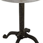 Natural and Black Solid Wood and Metal Height Adjustable Round Pedestal End Table