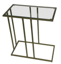Clear and Antiqued Gold Glass and Iron Frame End Table - 26-inch