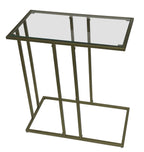 Clear and Antiqued Gold Glass and Iron Frame End Table - 26-inch