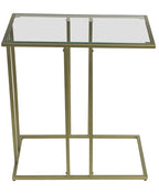 Clear and Antiqued Gold Glass and Iron Frame End Table - 26-inch