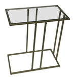 Clear and Antiqued Gold Glass and Iron Frame End Table - 26-inch