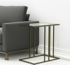 Clear and Antiqued Gold Glass and Iron Frame End Table - 26-inch