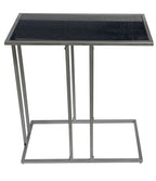 Black and Gunmetal Marble and Iron Frame End Table - 26-inch