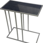 Black and Gunmetal Marble and Iron Frame End Table - 26-inch