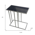 Black and Gunmetal Marble and Iron Frame End Table - 26-inch