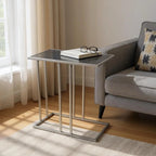 Black and Gunmetal Marble and Iron Frame End Table - 26-inch