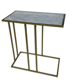 White and Antiqued Gold Marble and Iron End Table - 26-inch