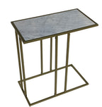 White and Antiqued Gold Marble and Iron End Table - 26-inch