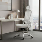 White and Black Adjustable Height Swivel Rolling Office Chair
