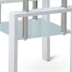 Clear and White Glass and Metal Square End Table with Shelf - 20-inch