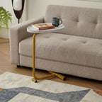 White and Gold Faux Marble and Metal Oval End Table - 24-inch